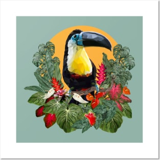 Drawn polygonal art of toucan birds. Posters and Art